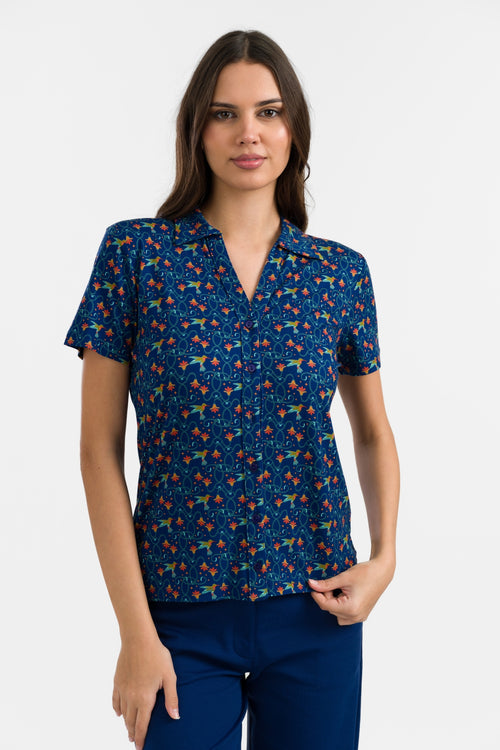 Lena Blouse met korte mouwen | Kolibrie