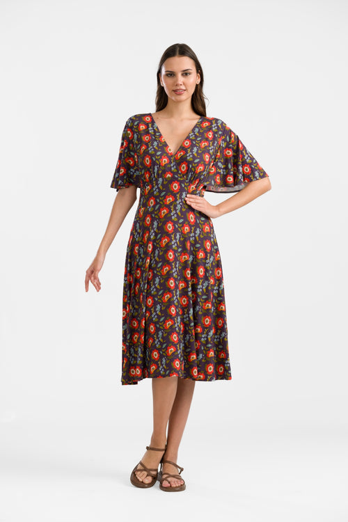 Luna-jurk | Paarse klaproos