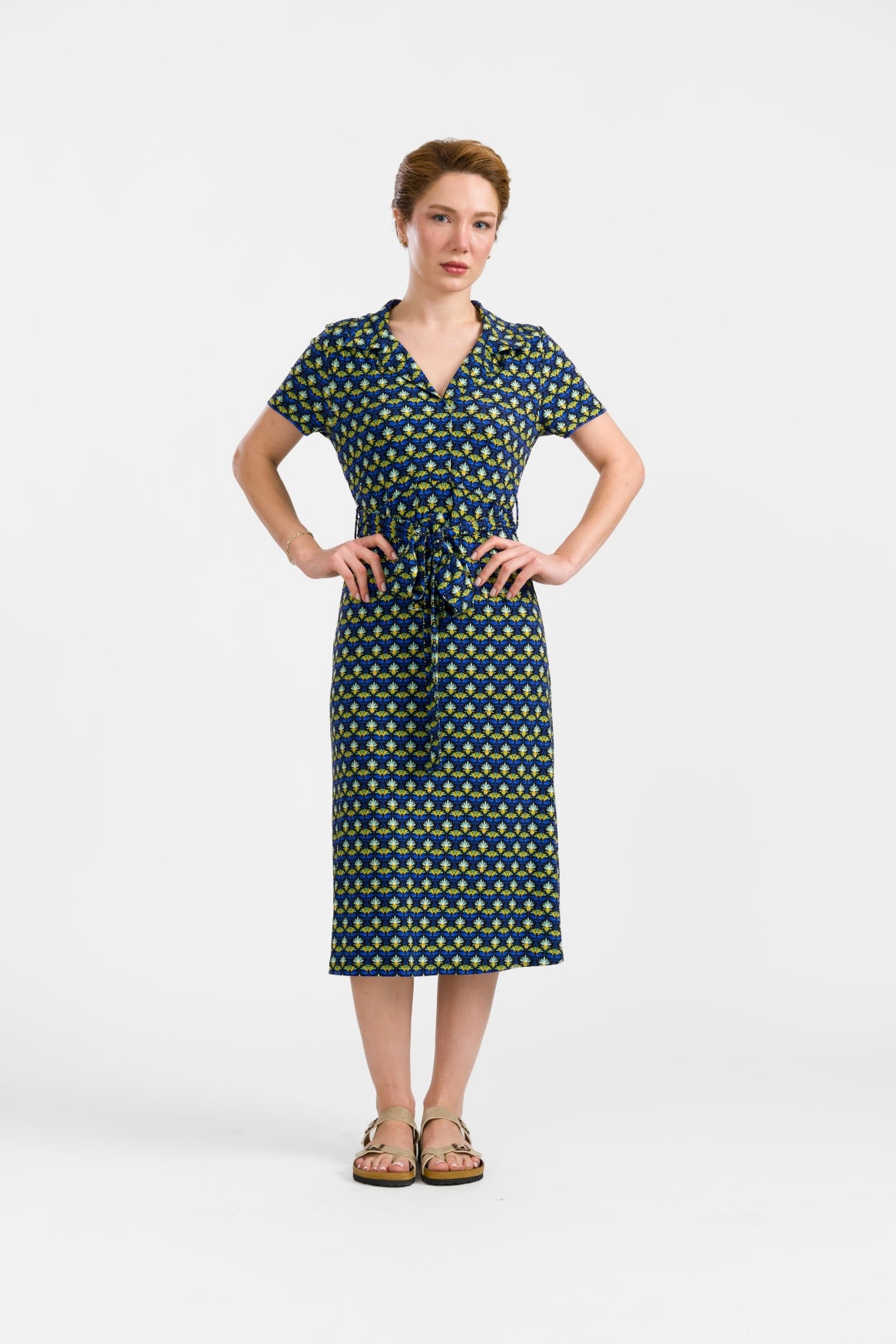 Marilyn jurk met korte mouwen | Retro bloemen