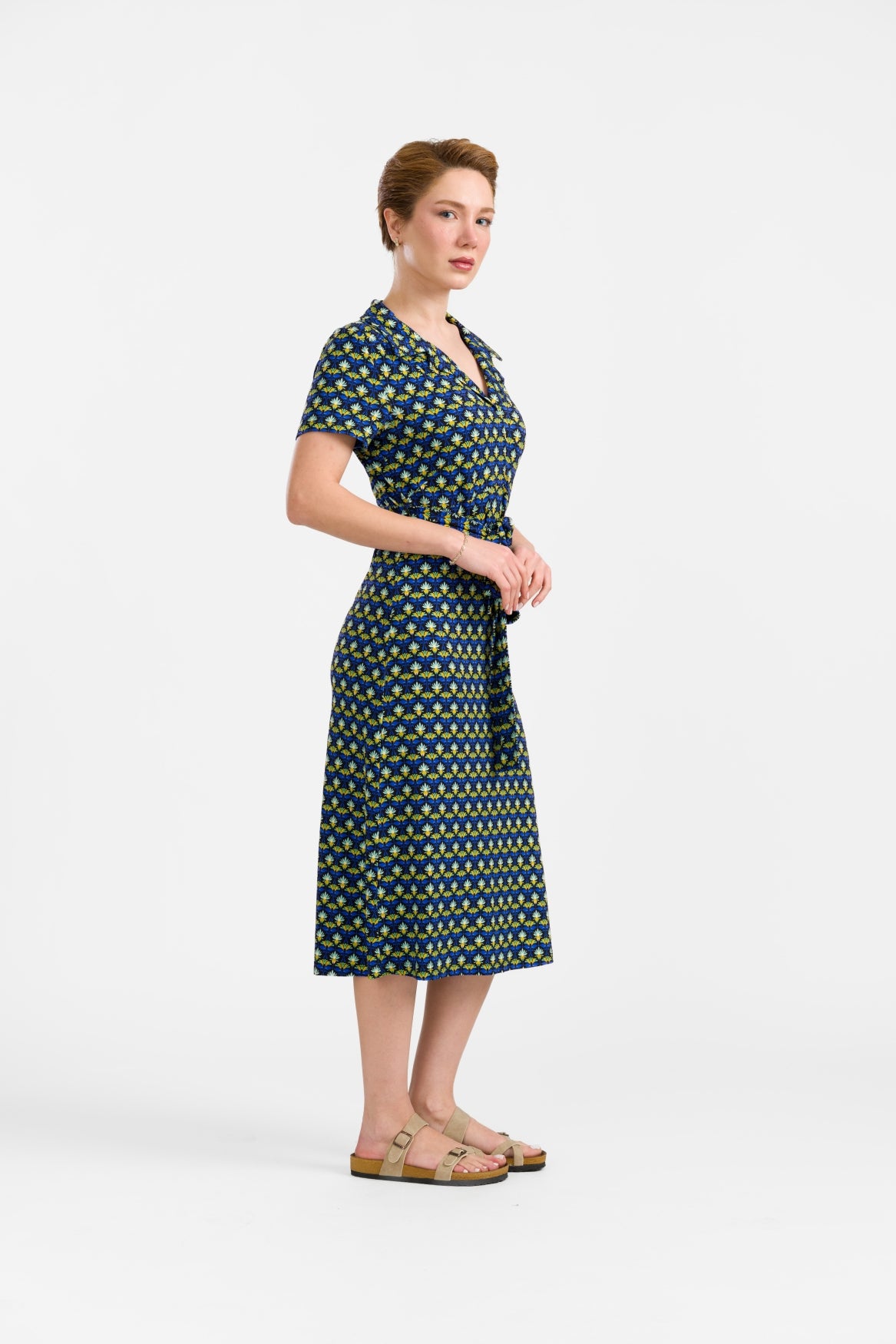 Marilyn jurk met korte mouwen | Retro bloemen