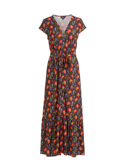 Maud Maxi Jurk Korte Mouw | Purple Poppy