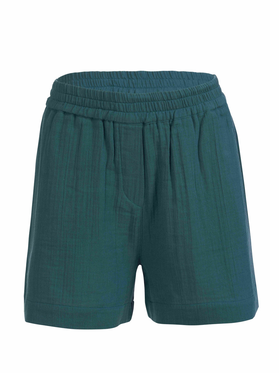 Megan korte broek | Crinkle Petrol