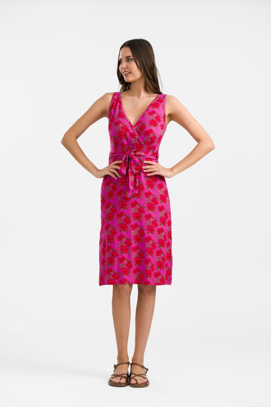 Milly Jurk Mouwloos | Fuchsia Bloemen