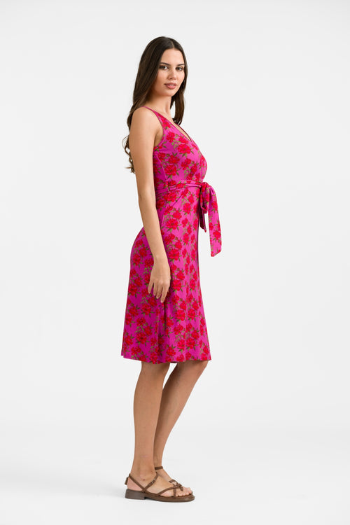 Milly Jurk Mouwloos | Fuchsia Bloemen