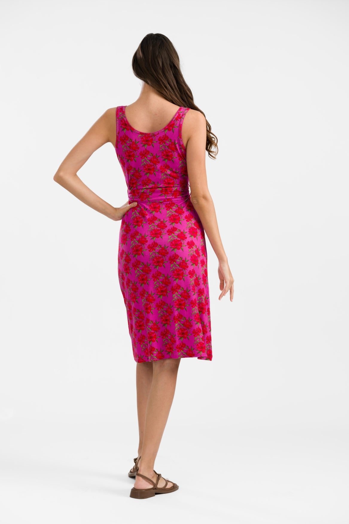Milly Jurk Mouwloos | Fuchsia Bloemen