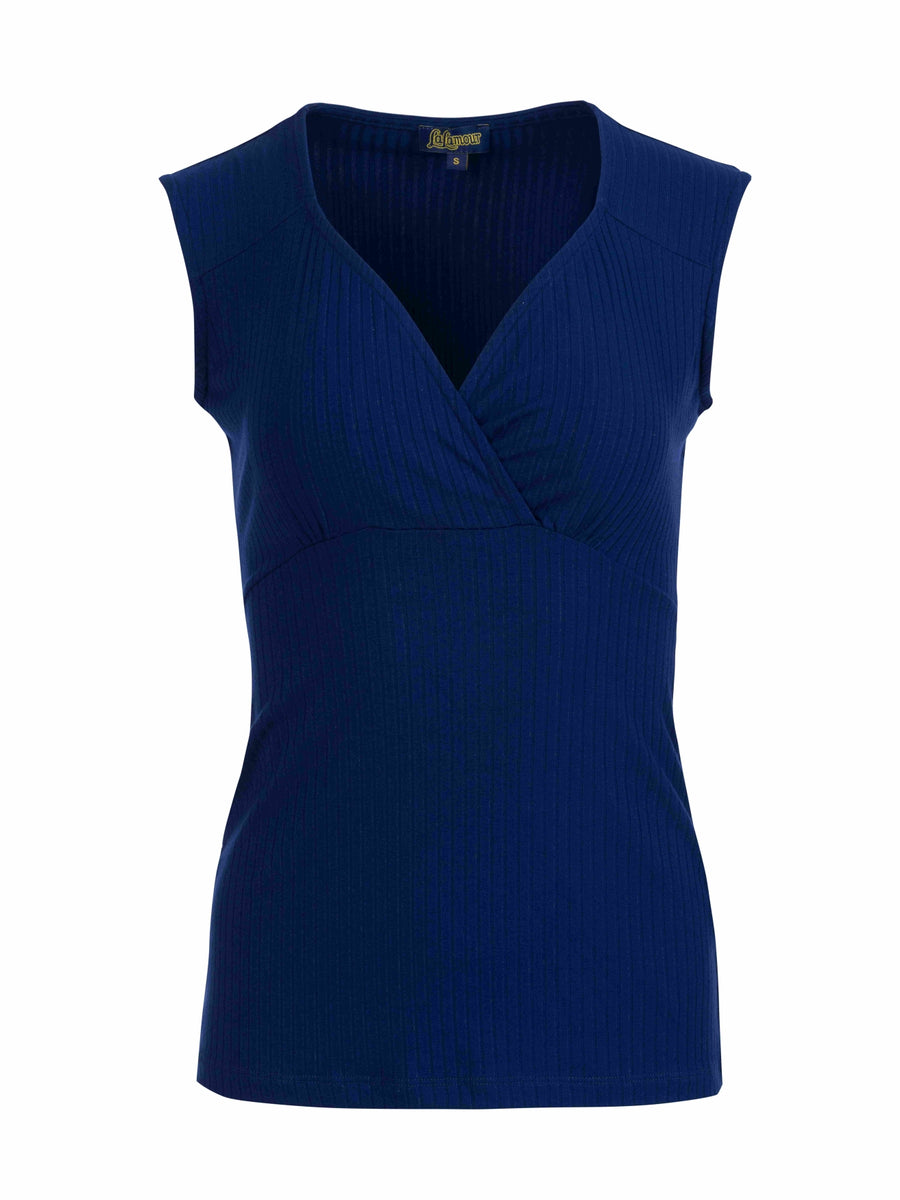Monroe Top | Ribmarineblauw