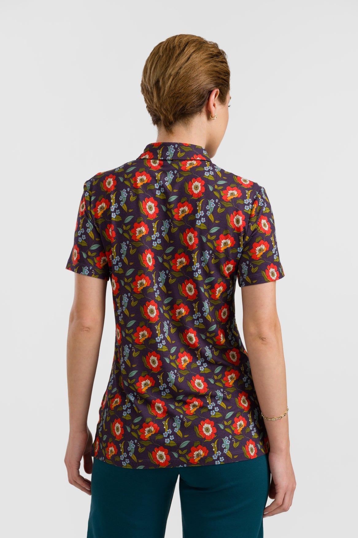 Sill Blouse Korte Mouw | Purple Poppy