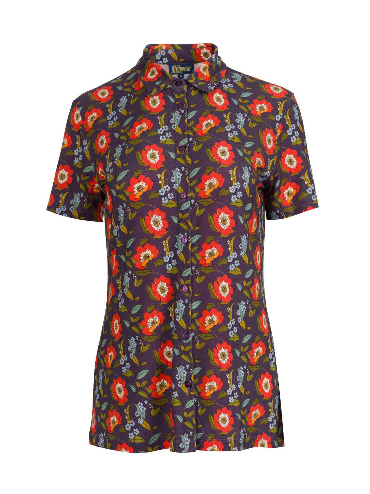 Sill Blouse Korte Mouw | Purple Poppy