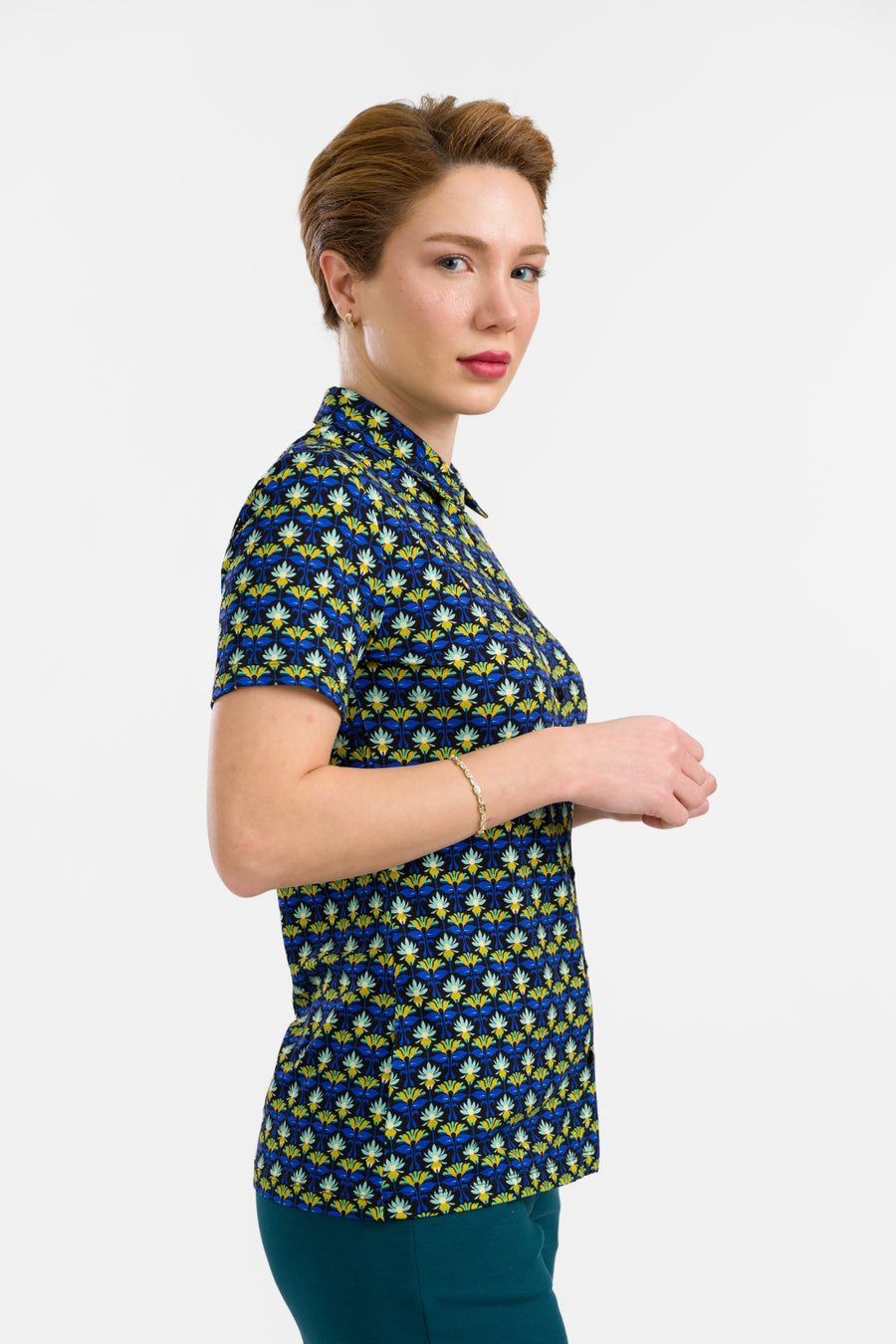 Blouse met korte mouwen  | Retro Bloemen