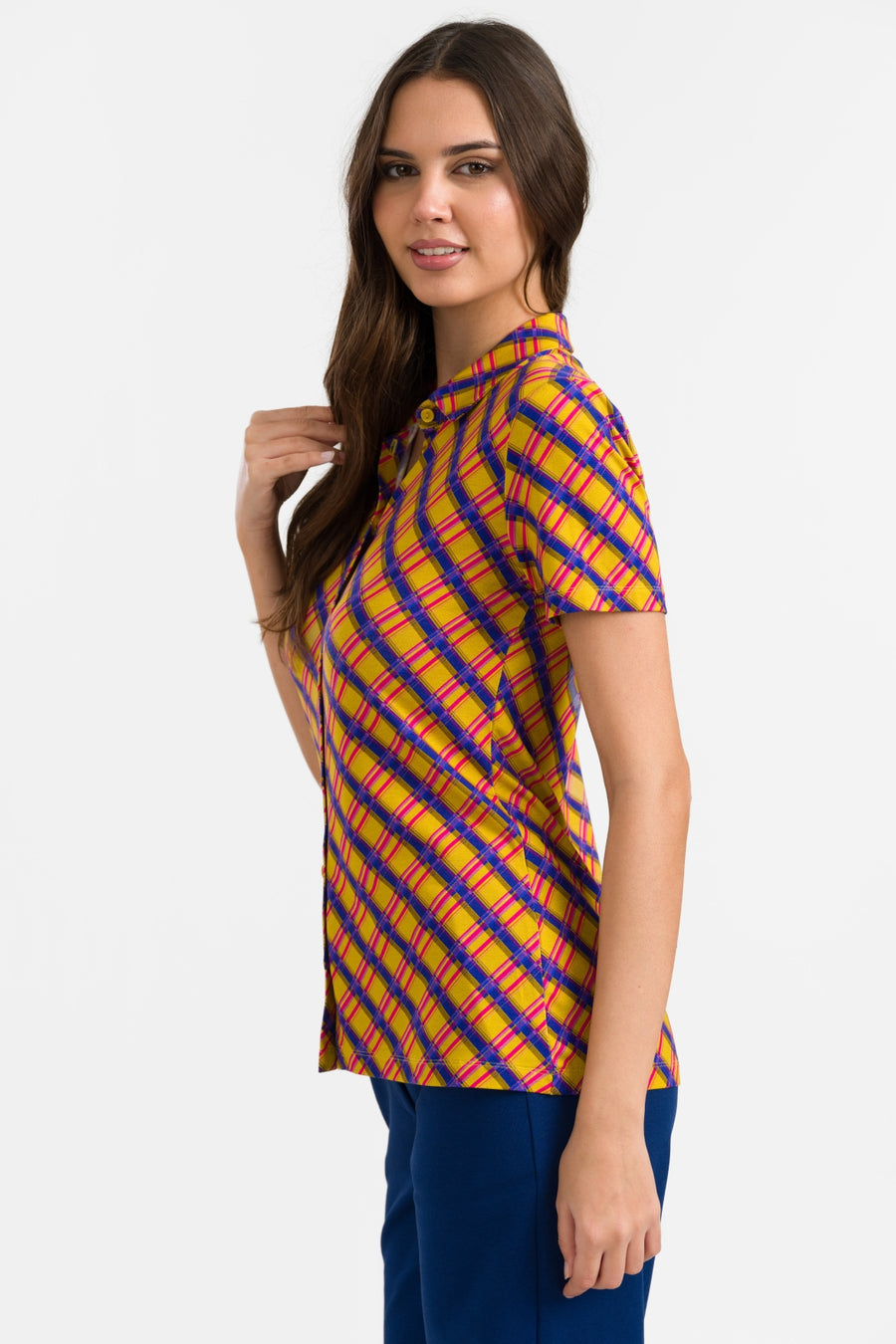 Sill Blouse met korte mouwen | Groovy tartan