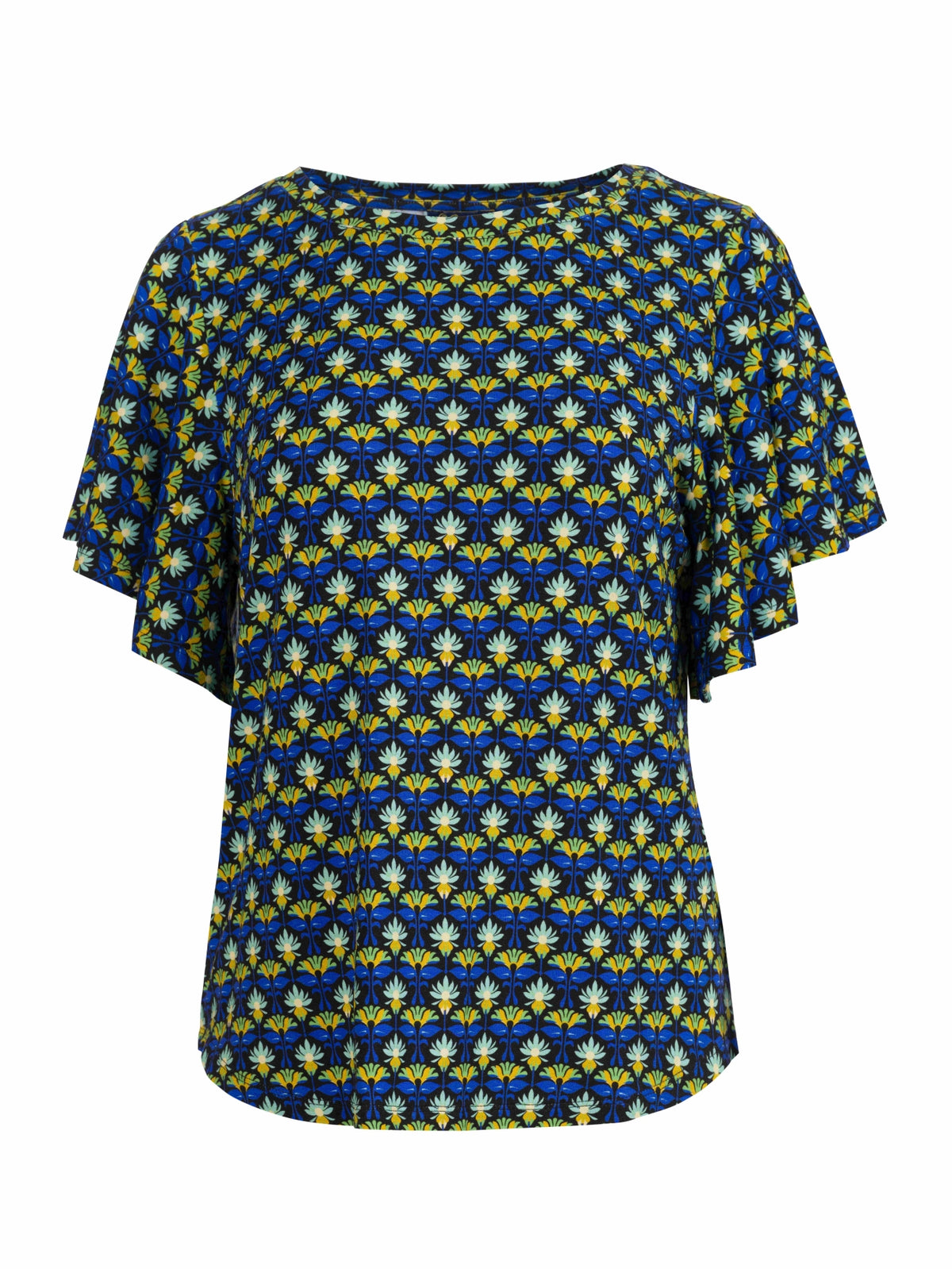 Sophie Top met korte vlindermouwen | Retro bloemen