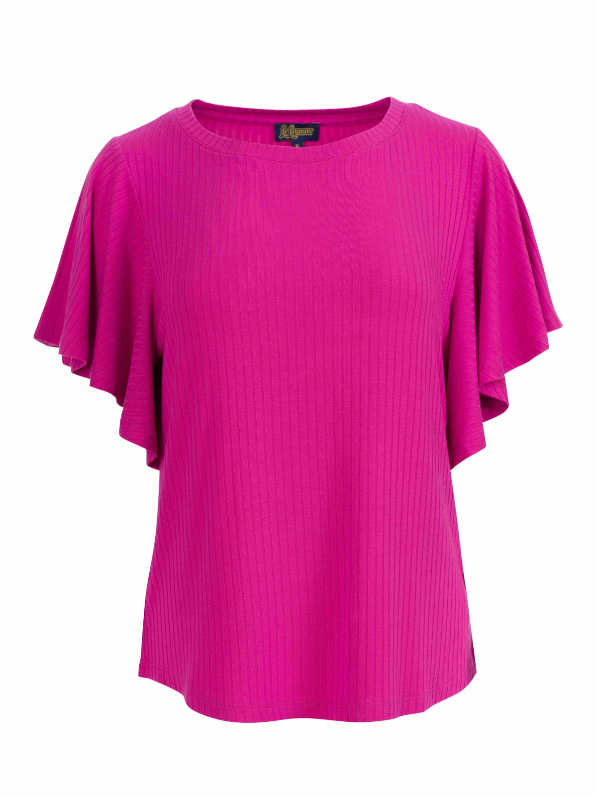 Sophie Top met korte vlindermouwen | Rib Fuchsia 