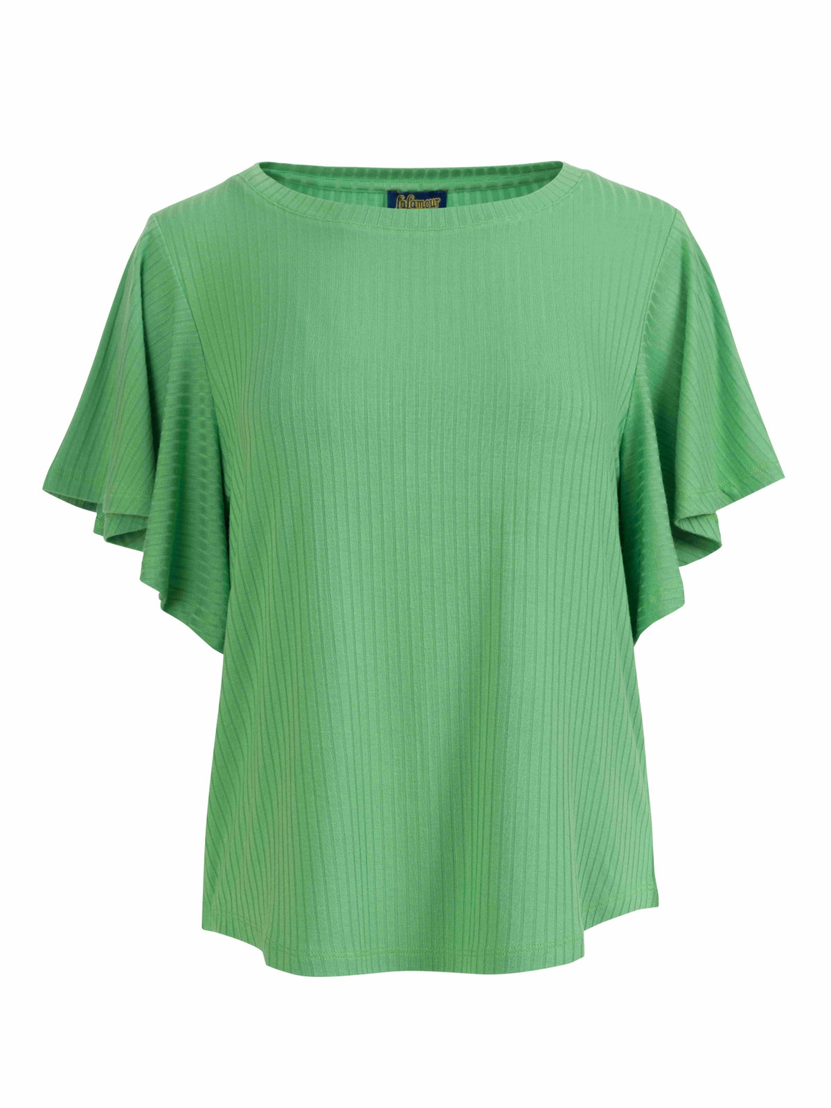 Sophie Top met korte vlindermouwen | Rib Green
