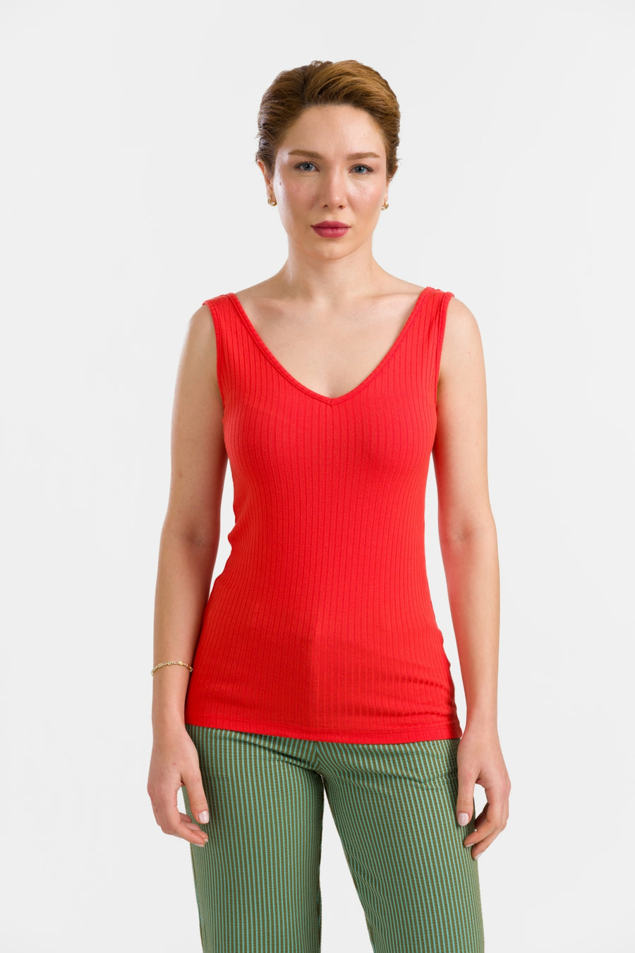 Stella Tanktop | Geribbeld Rood