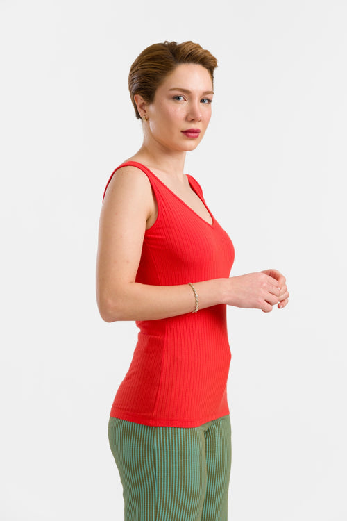 Stella Tanktop | Geribbeld Rood
