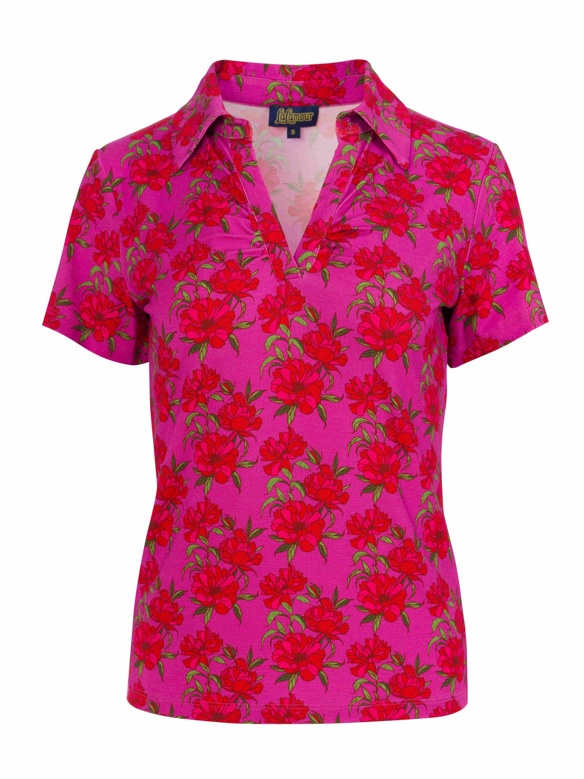 Suzy Top met korte mouwen | Fuchsia bloemen