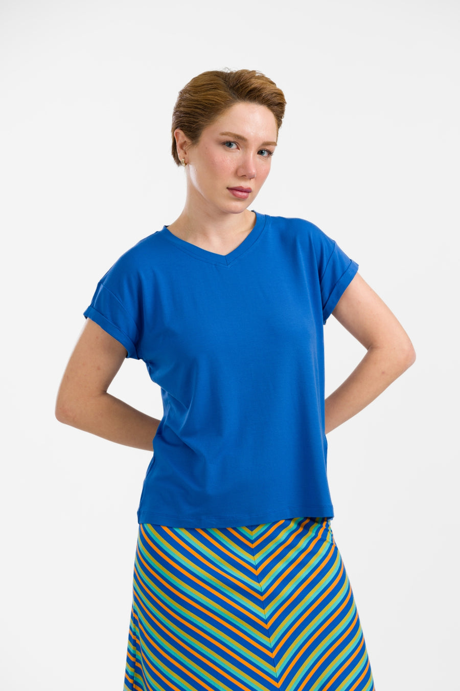 Vera Top | Effen Blauw