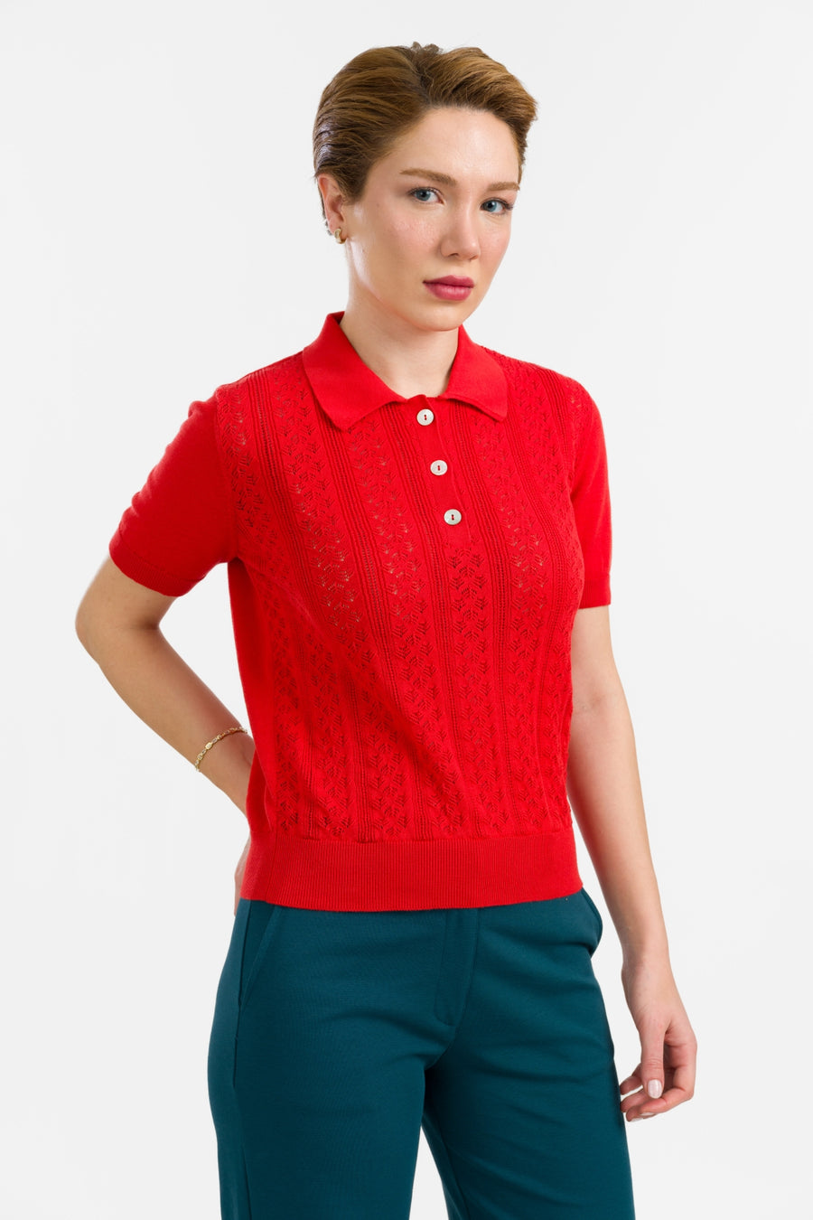 Gebreide Romy Top | Rood
