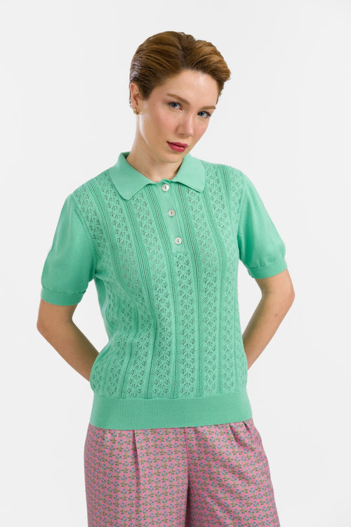 Gebreide Romy Top | Turquoise