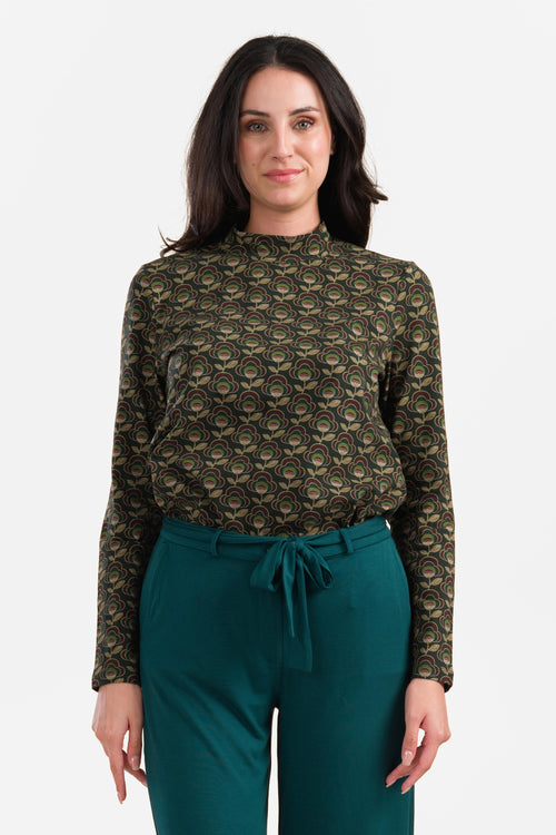 Kim Top | Abstracte bloem groen