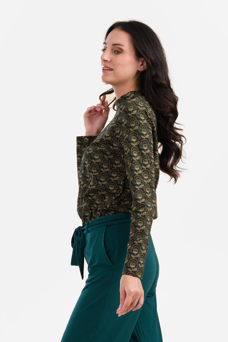 Kim Top | Abstracte bloem groen