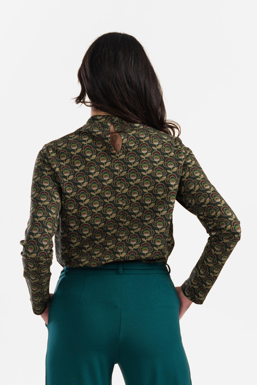 Kim Top | Abstracte bloem groen