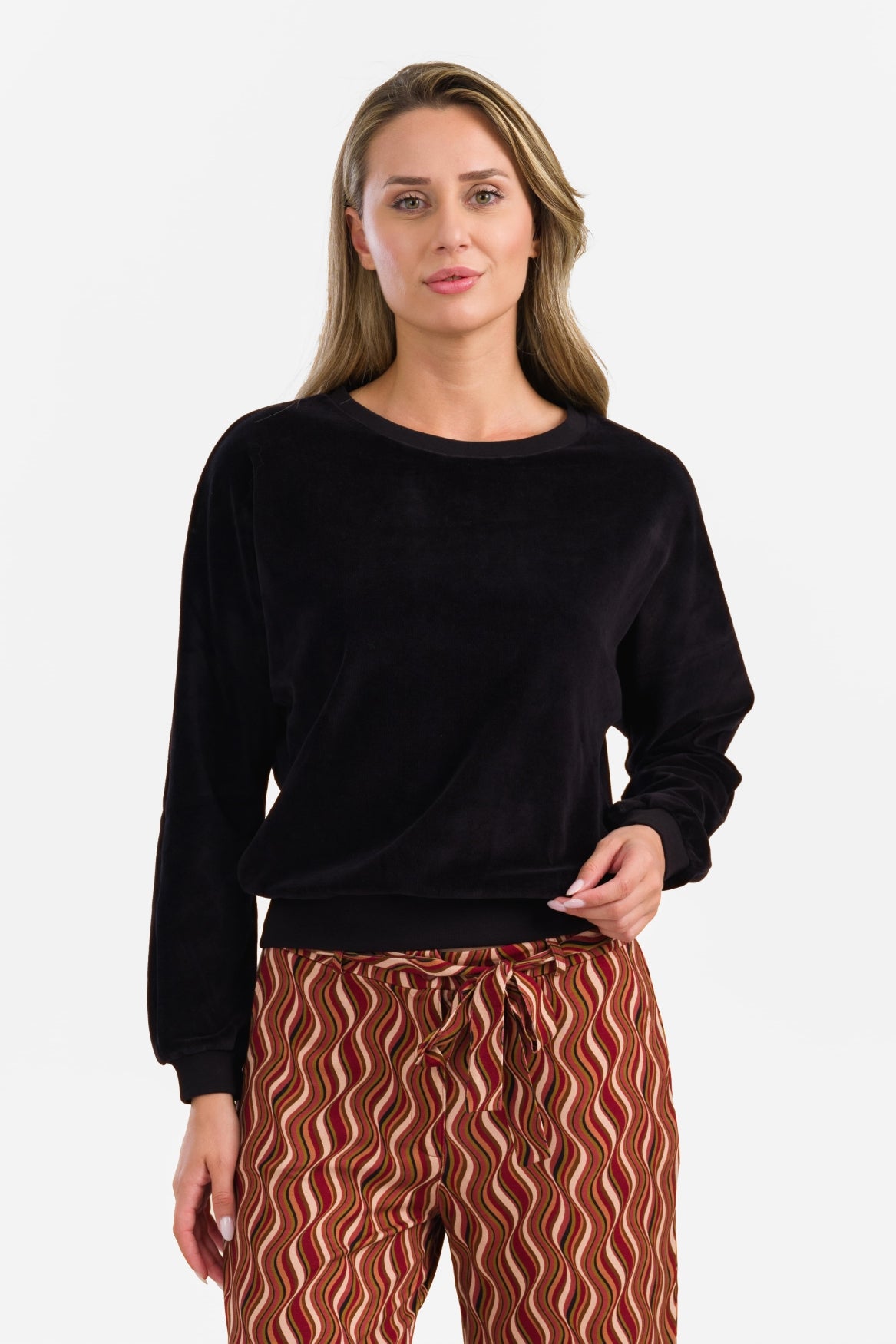 Eileen Top | Effen zwart velours