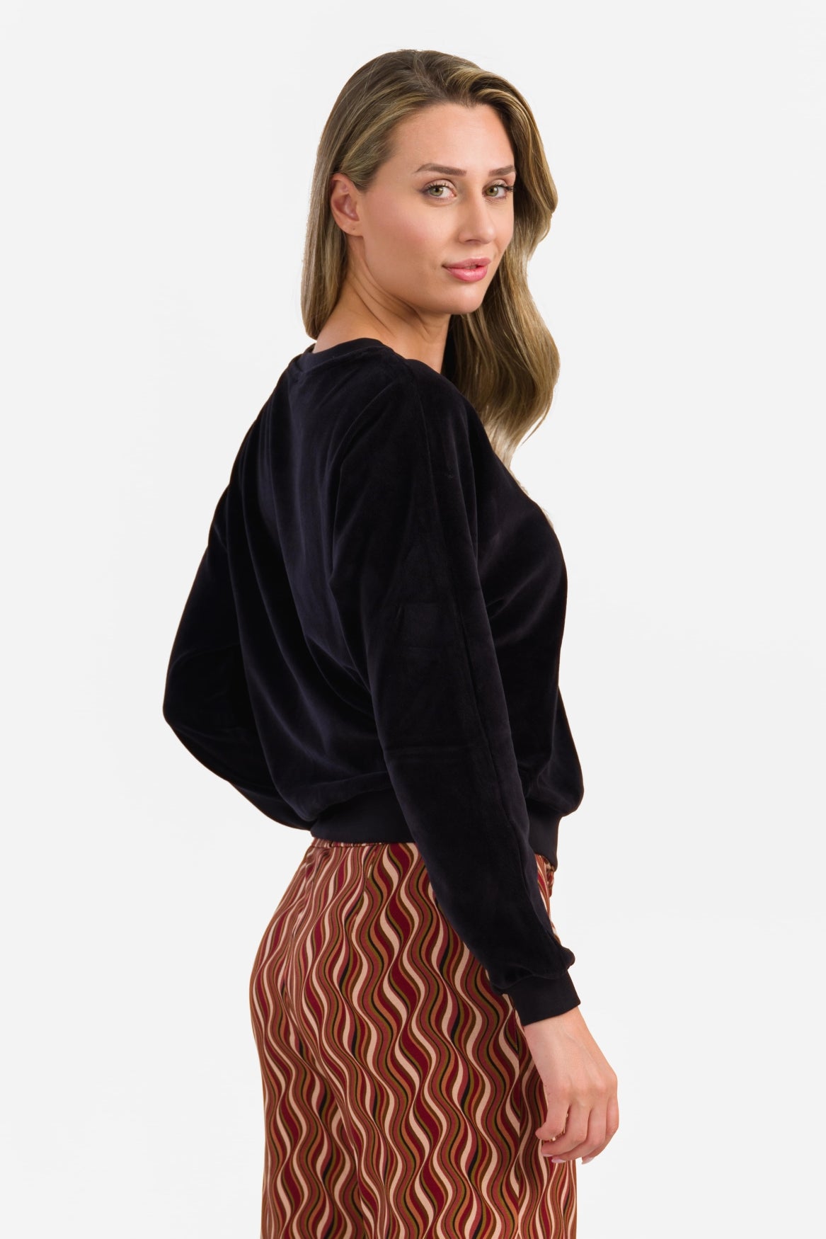 Eileen Top | Effen zwart velours