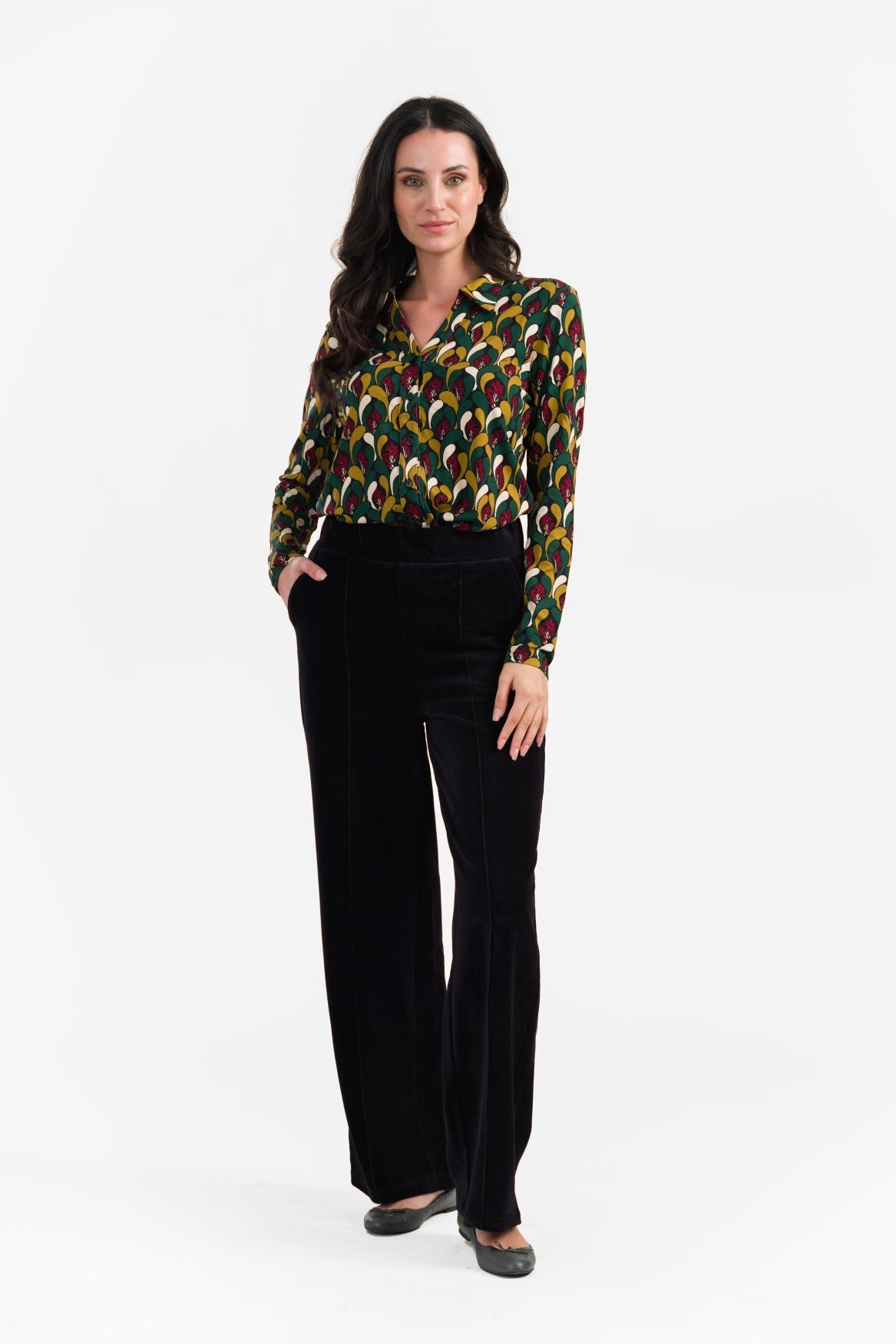 Hailey Broek | Ribfluweel Effen Zwart