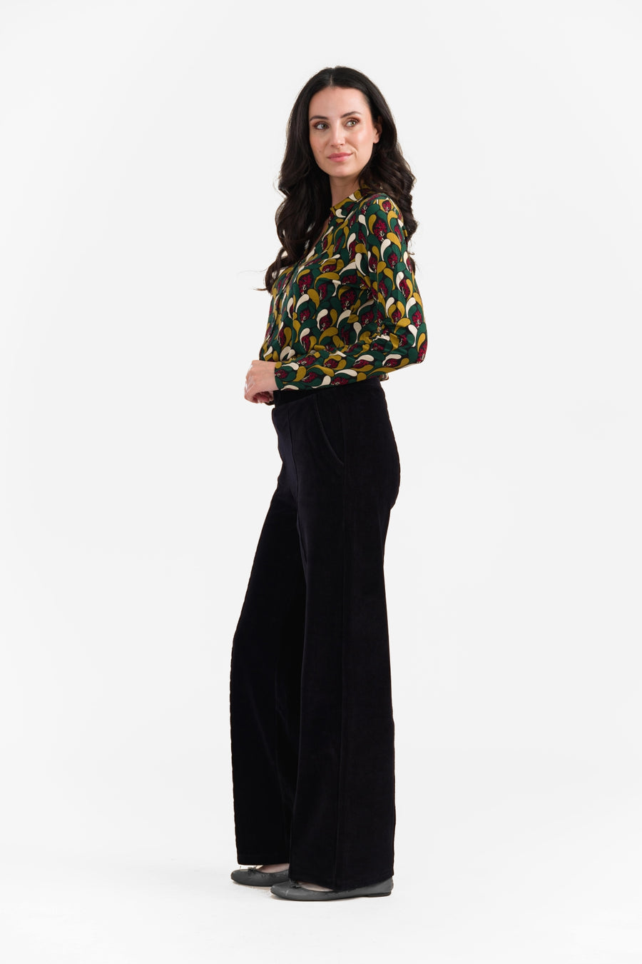 Hailey Broek | Ribfluweel Effen Zwart