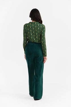 Hailey Broek | Ribfluweel Effen Regenwoud