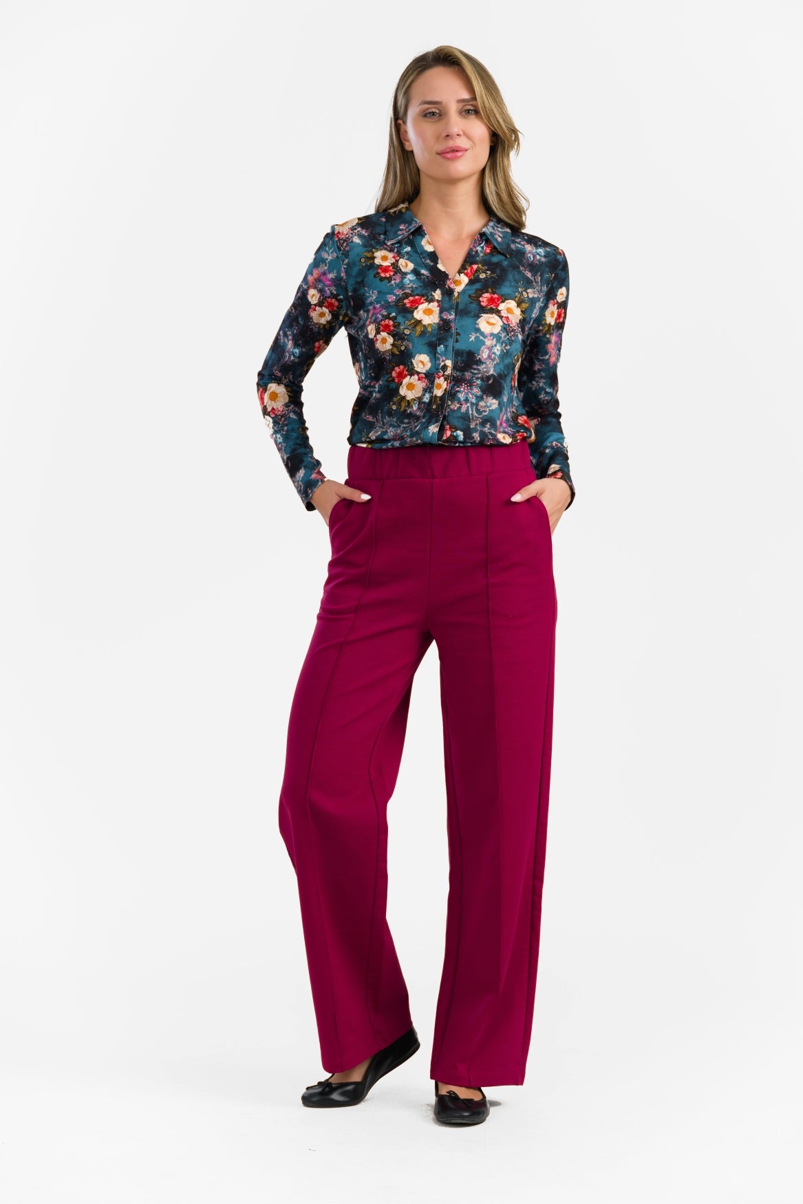 Hailey-broek | Punta Di Roma Bordeaux