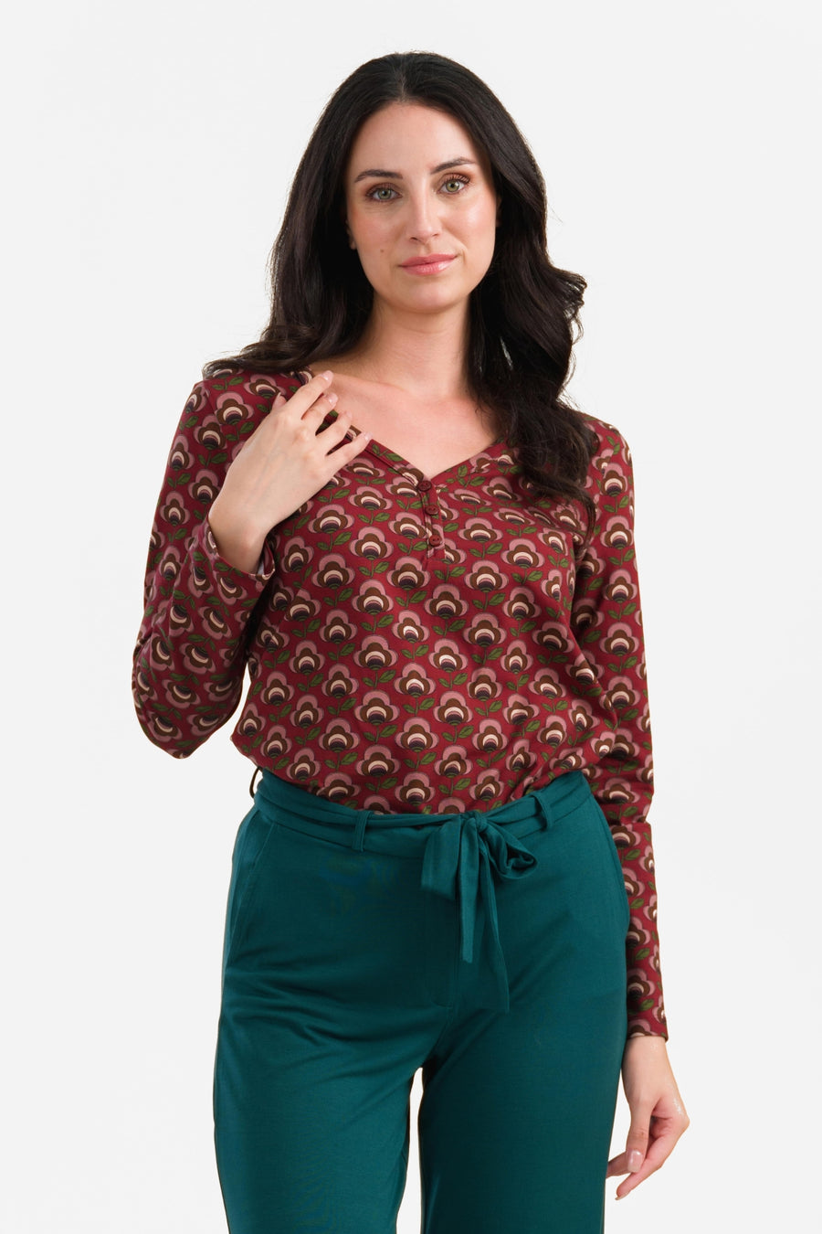 Natalie Top |  Abstract Flower Bordeaux