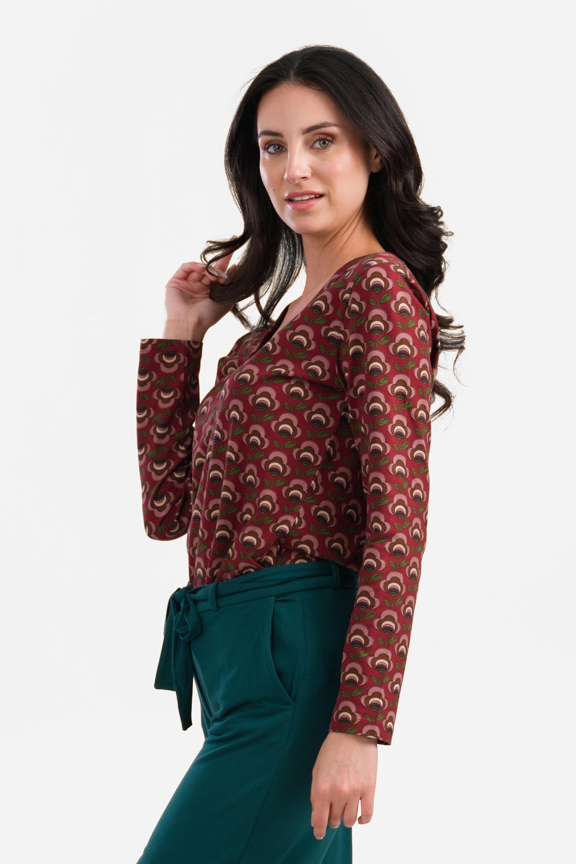 Natalie Top |  Abstract Flower Bordeaux