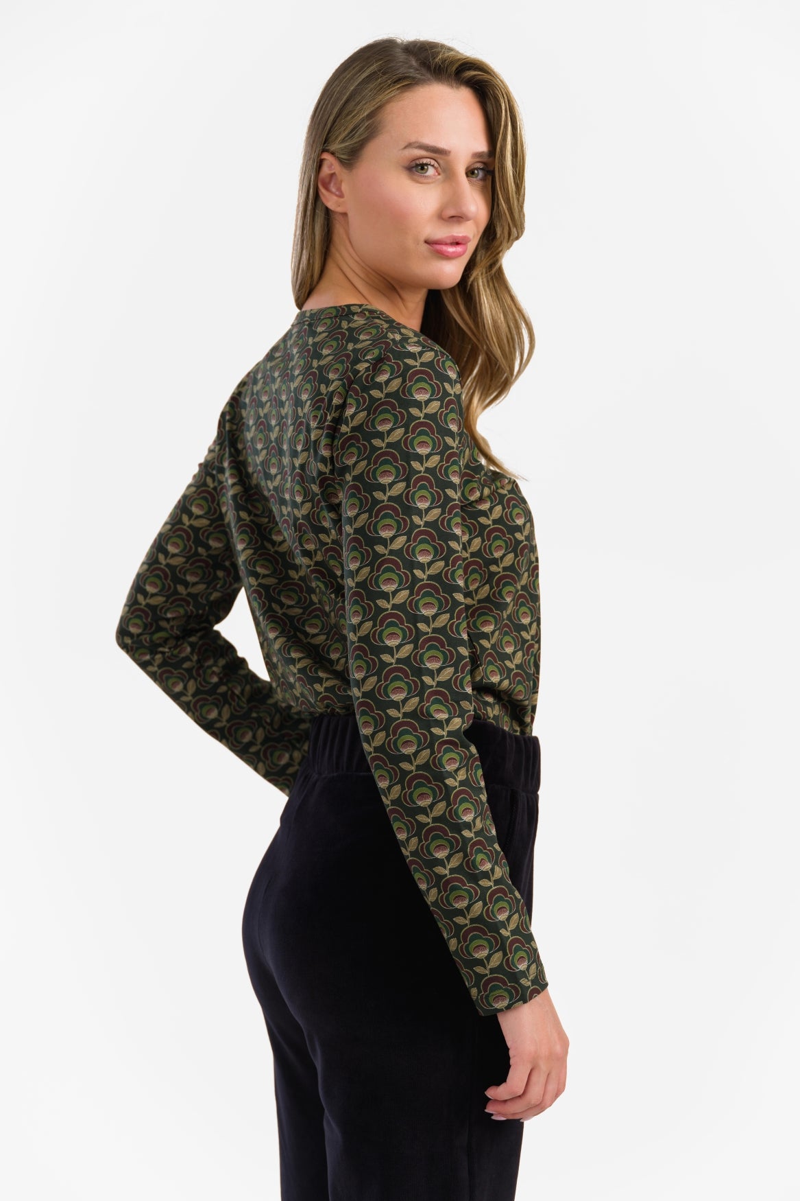 Natalie Top | Abstracte bloem groen