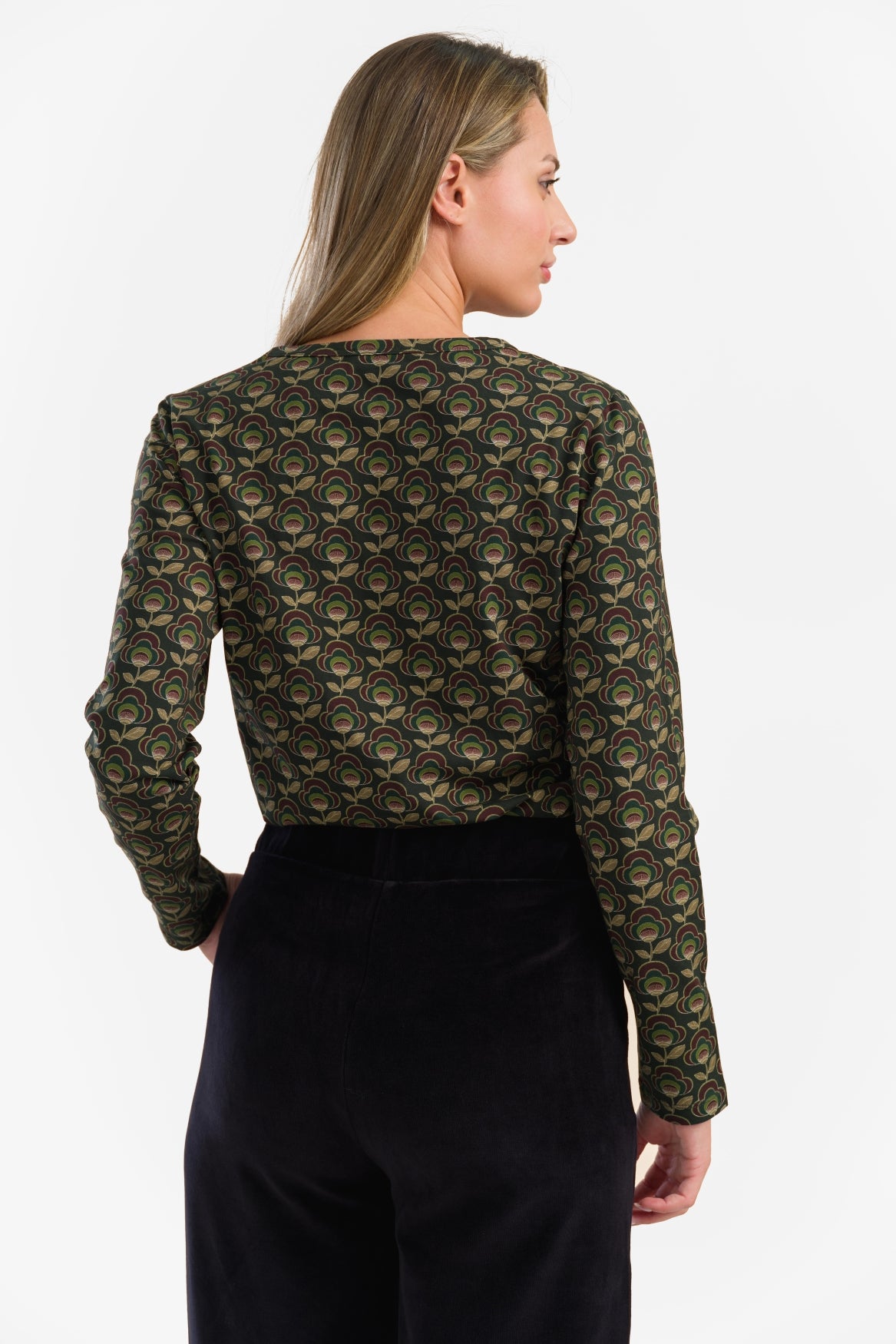 Natalie Top | Abstracte bloem groen