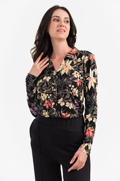 Anna Blouse met lange mouwen | Botanische bloem