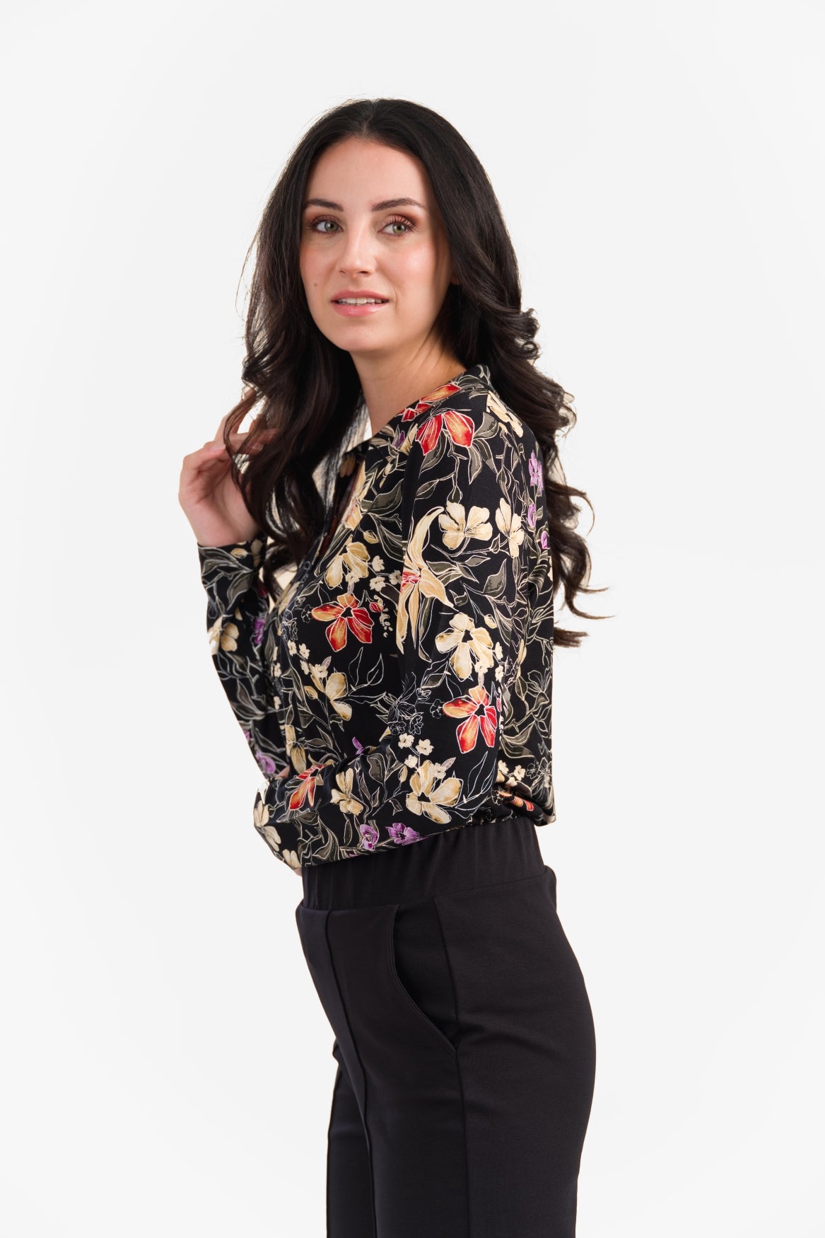 Anna Blouse met lange mouwen | Botanische bloem