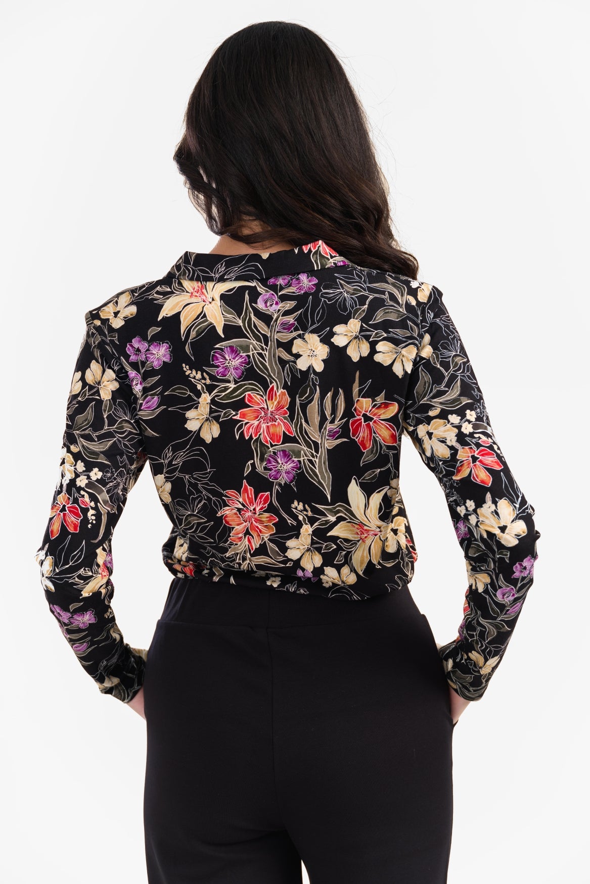 Anna Blouse met lange mouwen | Botanische bloem