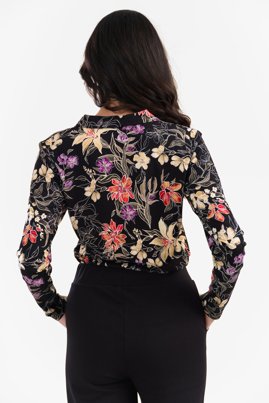 Anna Blouse met lange mouwen | Botanische bloem