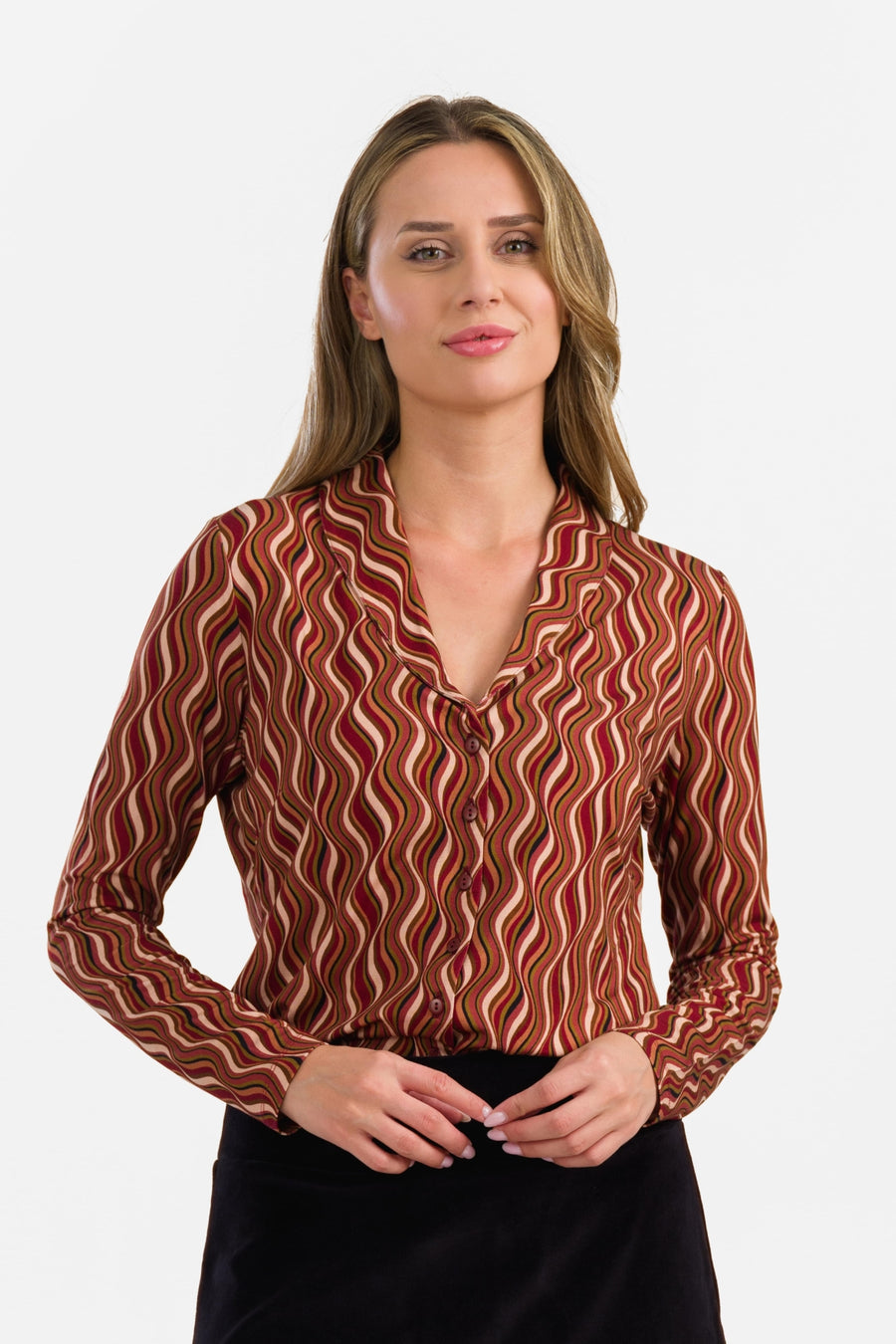 Iris Blouse met lange mouwen | Glazuurrood