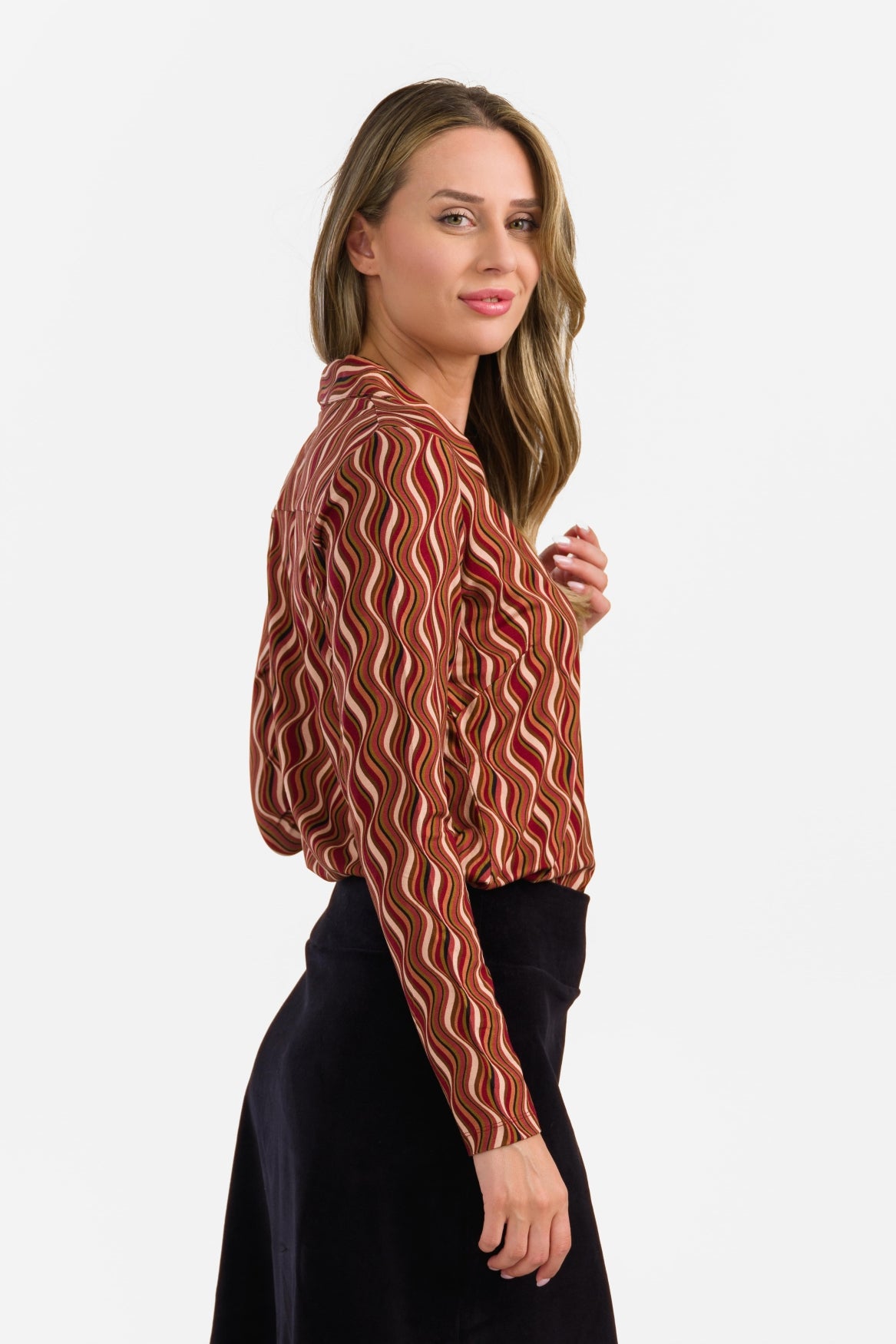 Iris Blouse met lange mouwen | Glazuurrood