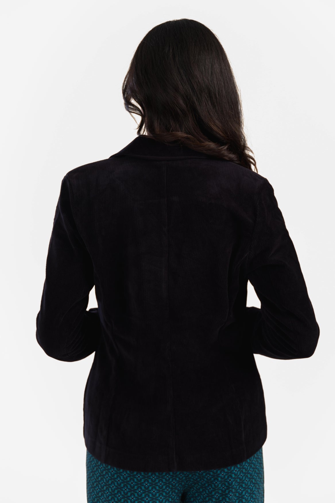 Nova Blazer | Ribfluweel effen zwart