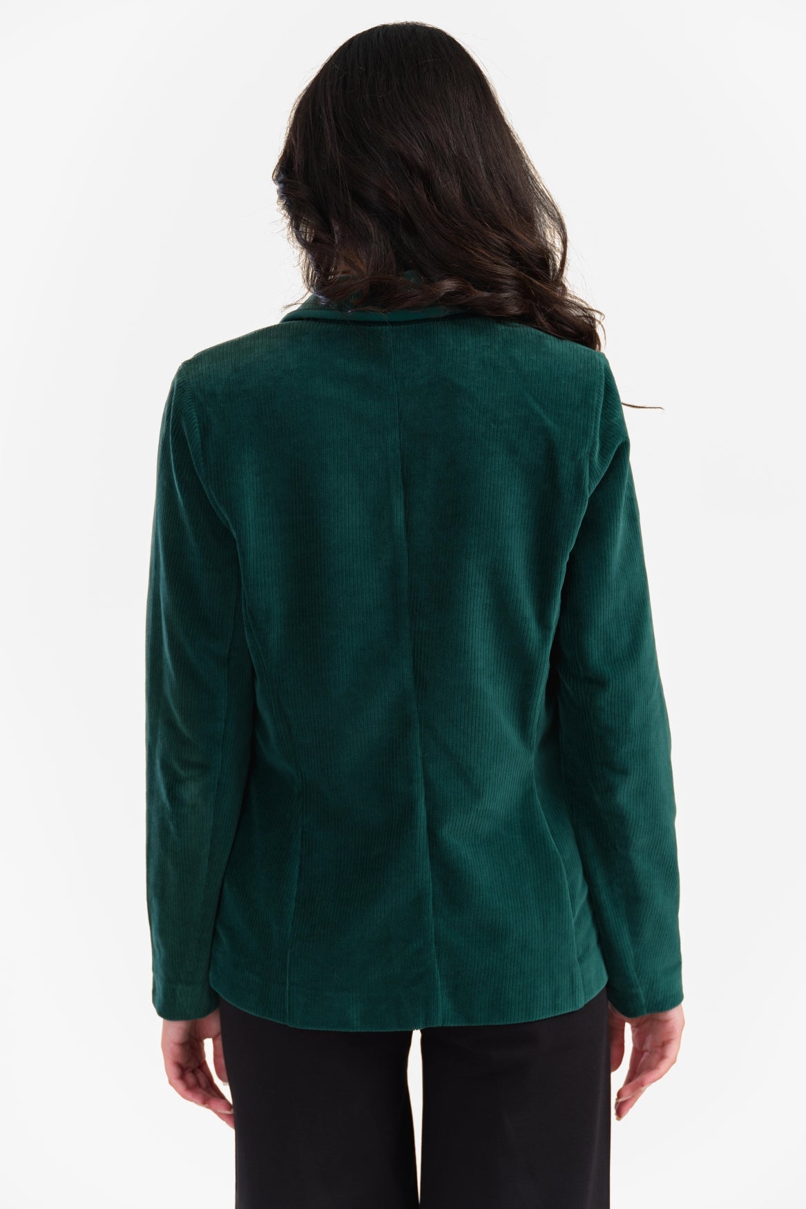 Nova Blazer | Rib Velours Effen Regenwoud
