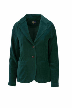 Nova Blazer | Rib Velours Effen Regenwoud