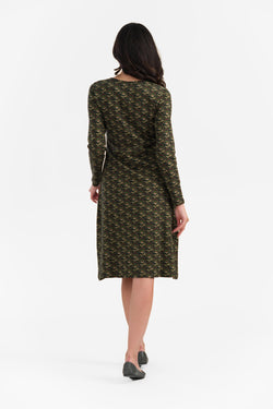 Chrissy Cross Jurk | Abstracte Bloemen Groen