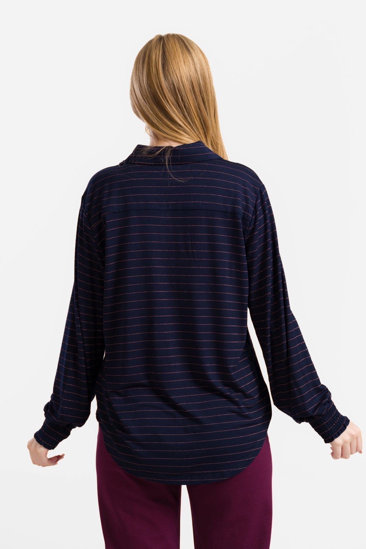 Amy Blouse | Stripes Blue-Lurex Rose Gold