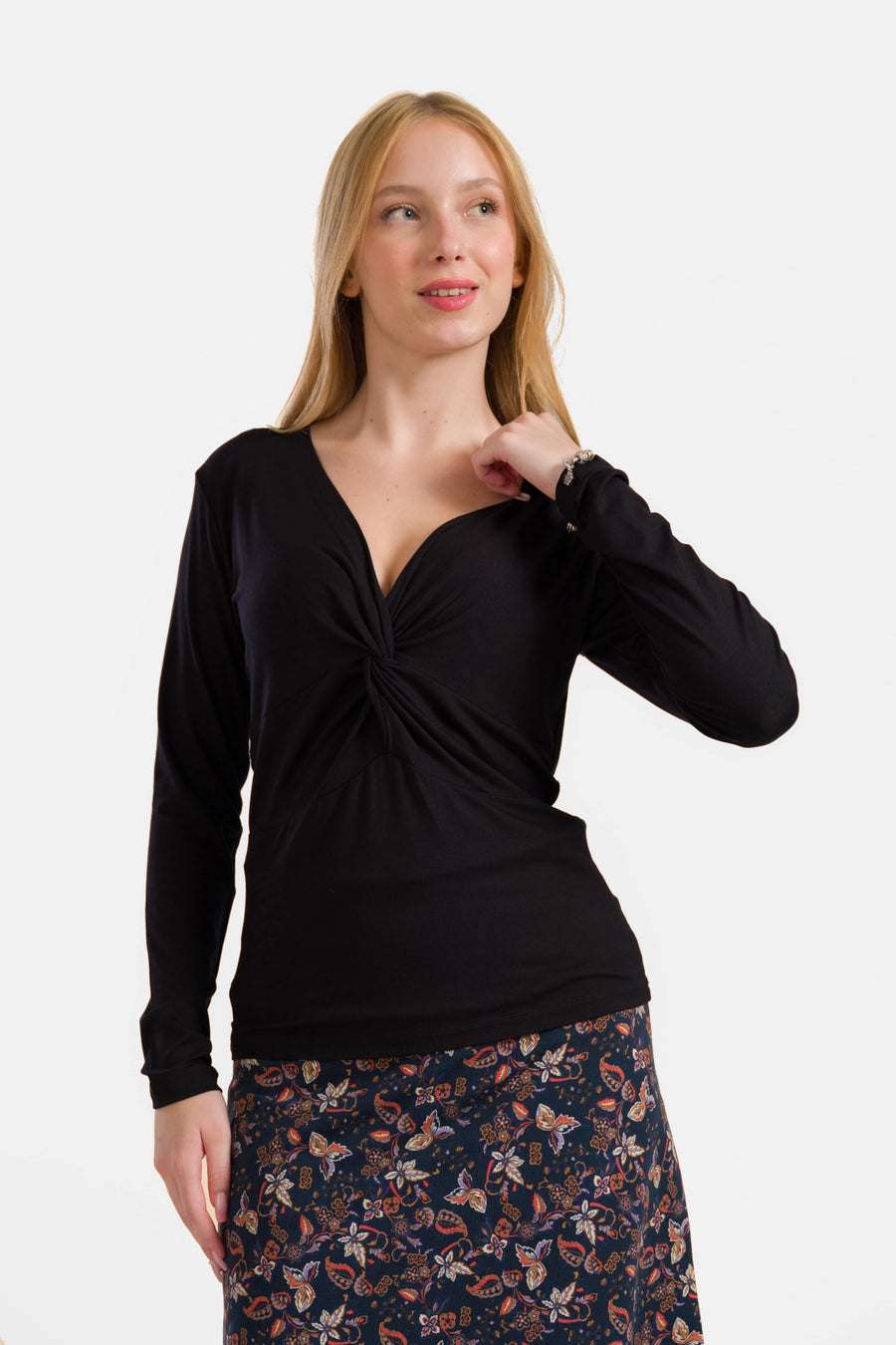 Angela Top | Ecovero Effen Zwart