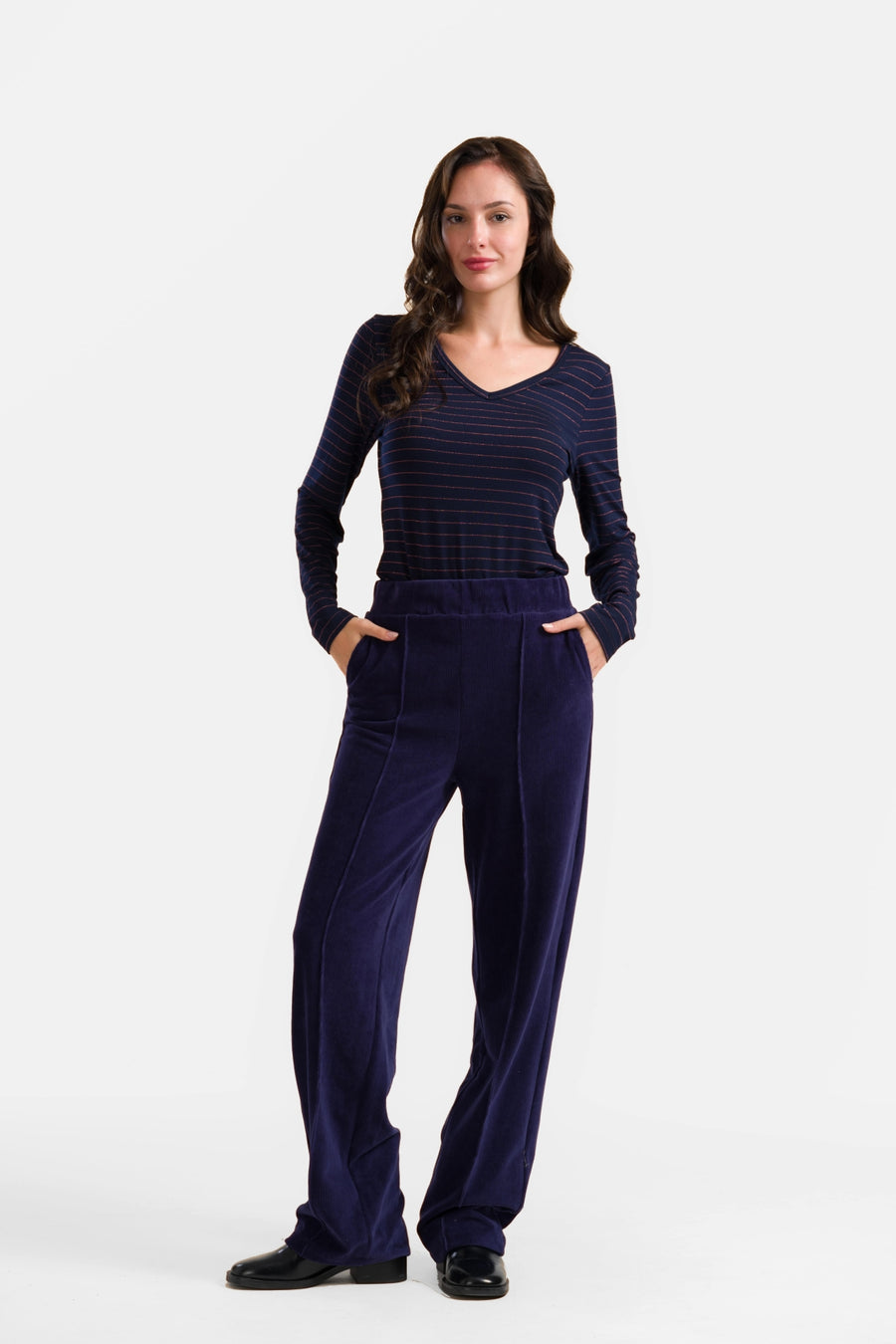 Hailey Broek | Rib Velour Navy