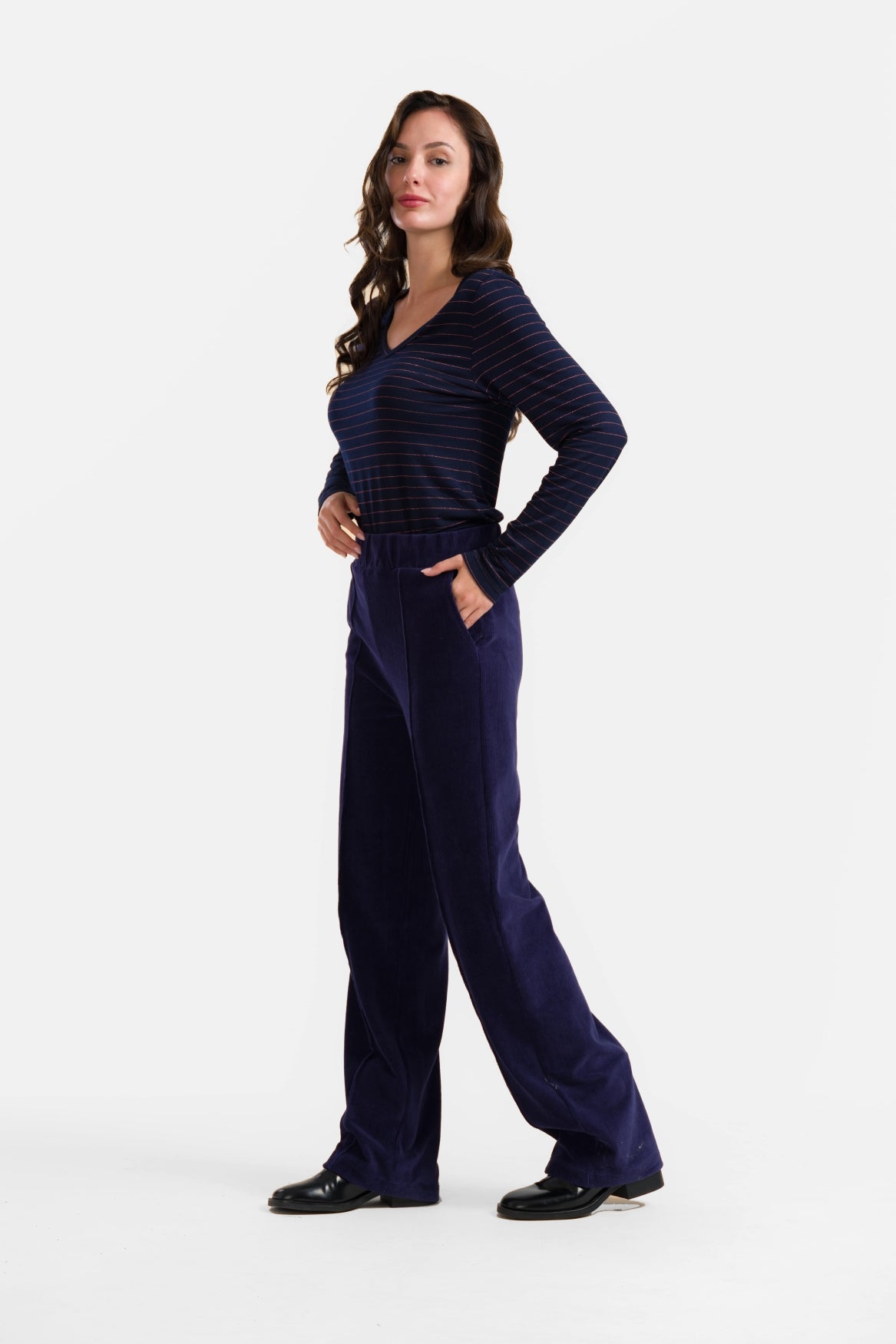 Hailey Broek | Rib Velour Navy